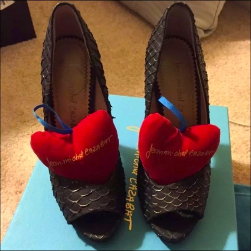 jean michel cazabat shoes stilettos heels open toe crocodile pump size 36/5/5.5